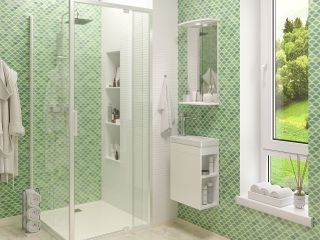 Подвесная тумба под раковину Misty Мини 40см с открытыми полками белый